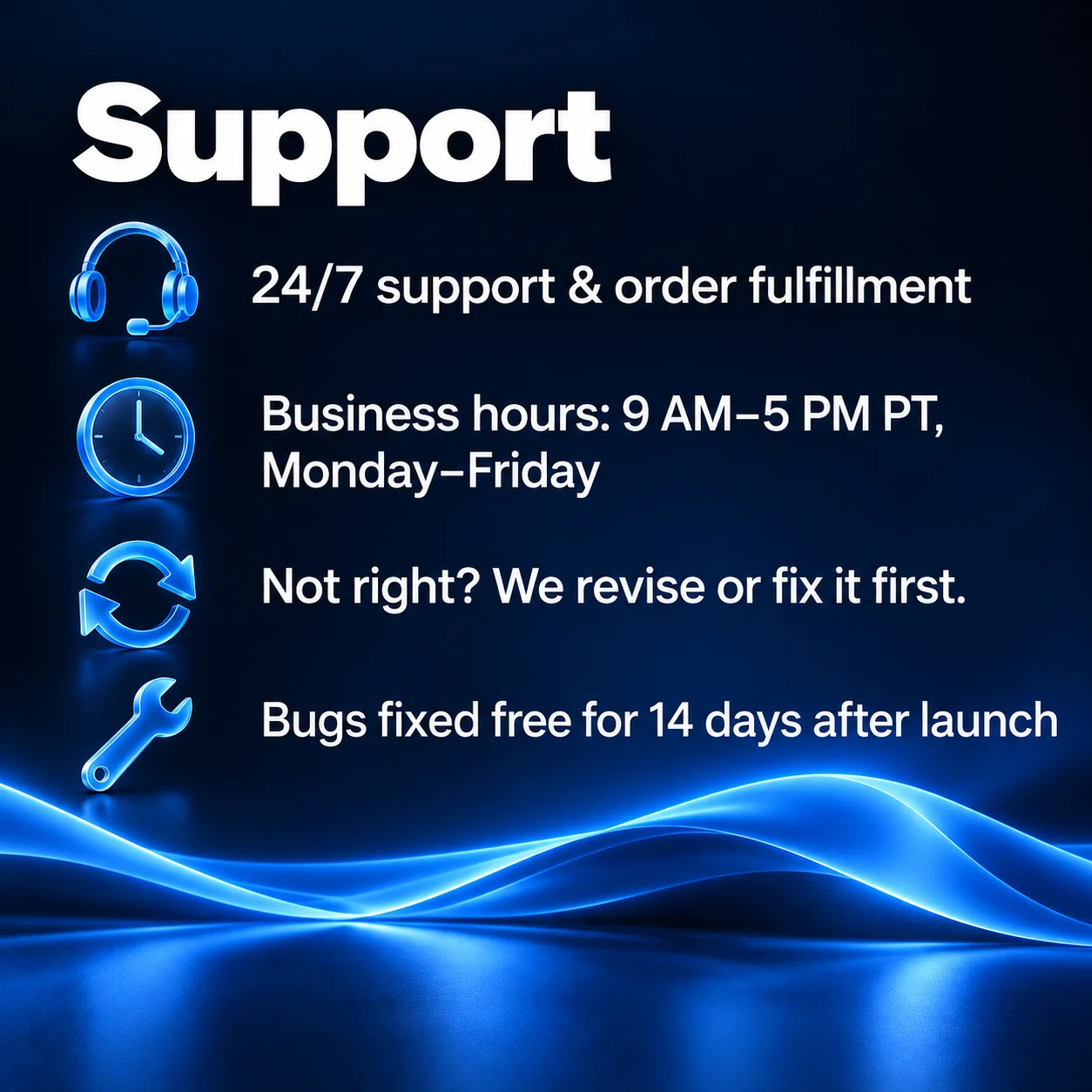 Website Build – support and business hours